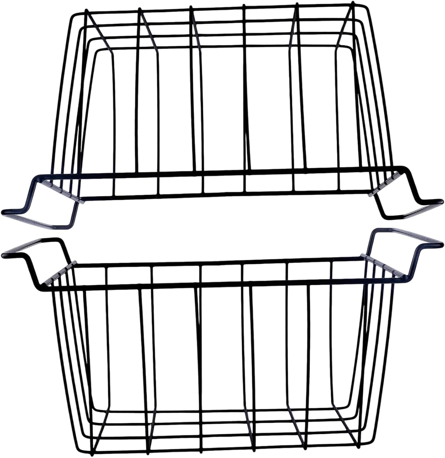Pack of 2 Sturdy Freezer Baskets Metal Wire Storage Organizers For Refrigerator Fridge With Ventilated Designs