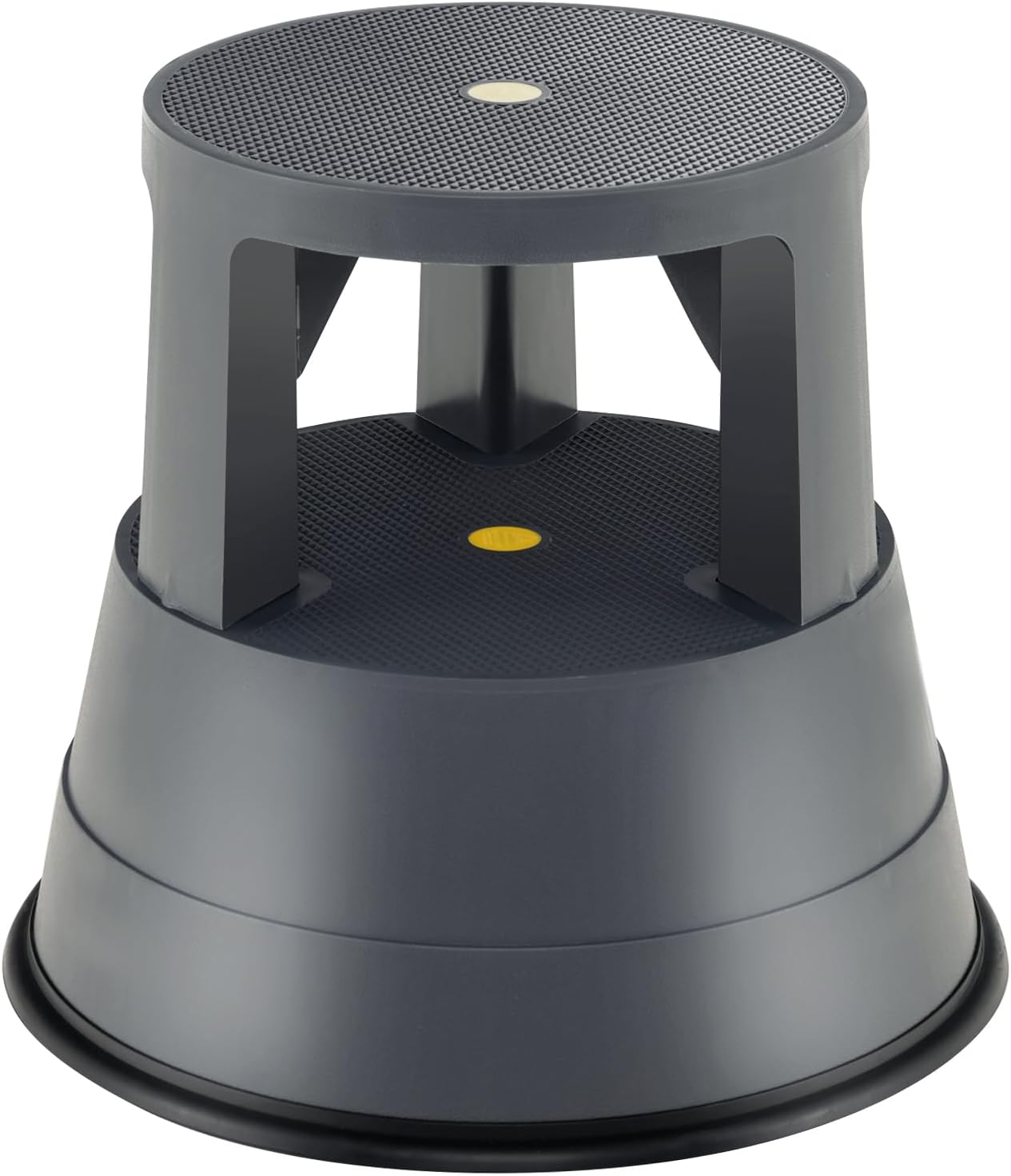 ReunionG Rolling Step Stool Holds up to 350 lbs, Round Kick Stool w/Non-Slip Platform & 3 Retractable Castes, Portable Scooter Stool Ladder with Wheels for Office, Kitchen, Library