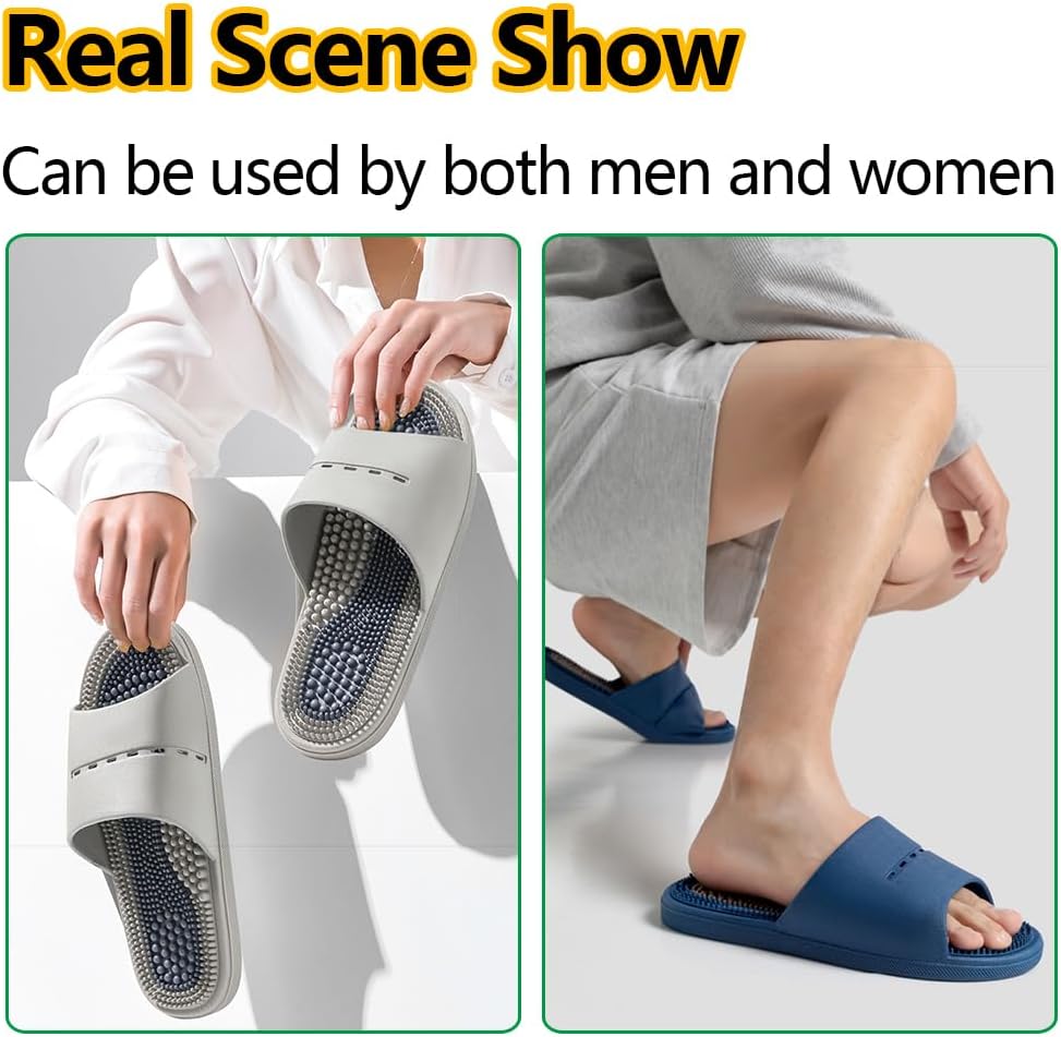 MOTTLED SKY Acupressure Massage Slippers Acupressure Foot Massager Shoes Reflexology Sandals Gift for Men Women Reduce Feet Neuropathy Pain Relief and Tension