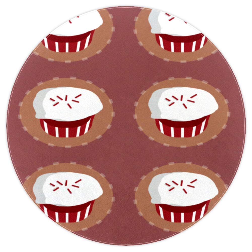 Tapis rond antidérapant rouge en polyester lavable pour éviter les glissades