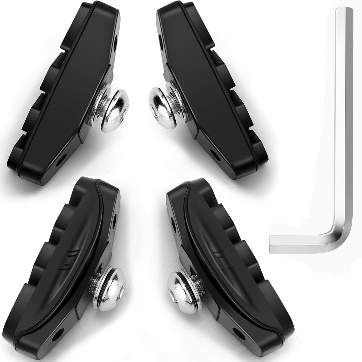 2 Pairs Bike Brakes Pads Set, Premium Bike Brake Pads Replacement for Front and Back Wheel, Professional Caliper Brake Pads with Hex Wrench for Road Bicycle, Bike Brake Blocks of 50mm