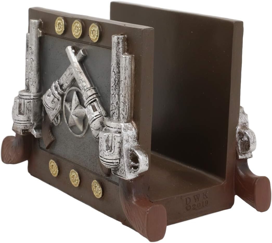 Ebros Rustic Country Wild West Texas Star And Six Shooter Pistols Country Western Cowboy Napkin Holder Decorative Figurine As Kitchen Countertop Dining Table Accent Centerpiece Home Decorative
