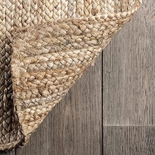 Image of Handmade Natural Jute Cotton Natural Fibers Floor /Door Mat Rugs Furnish Decor Striped Rectangular Design Carpet for Bedroom Living Room (JUTE003, 4x6-Rug /Carpet)