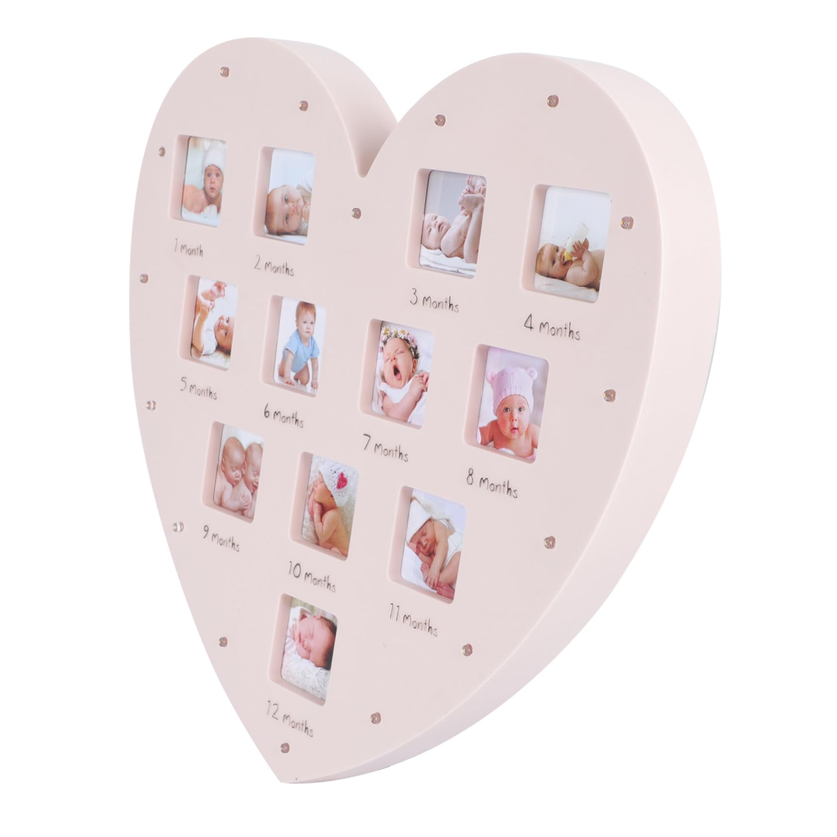 Cadre photo forme de cœur pour les premiers mois de naissance Toddmomy