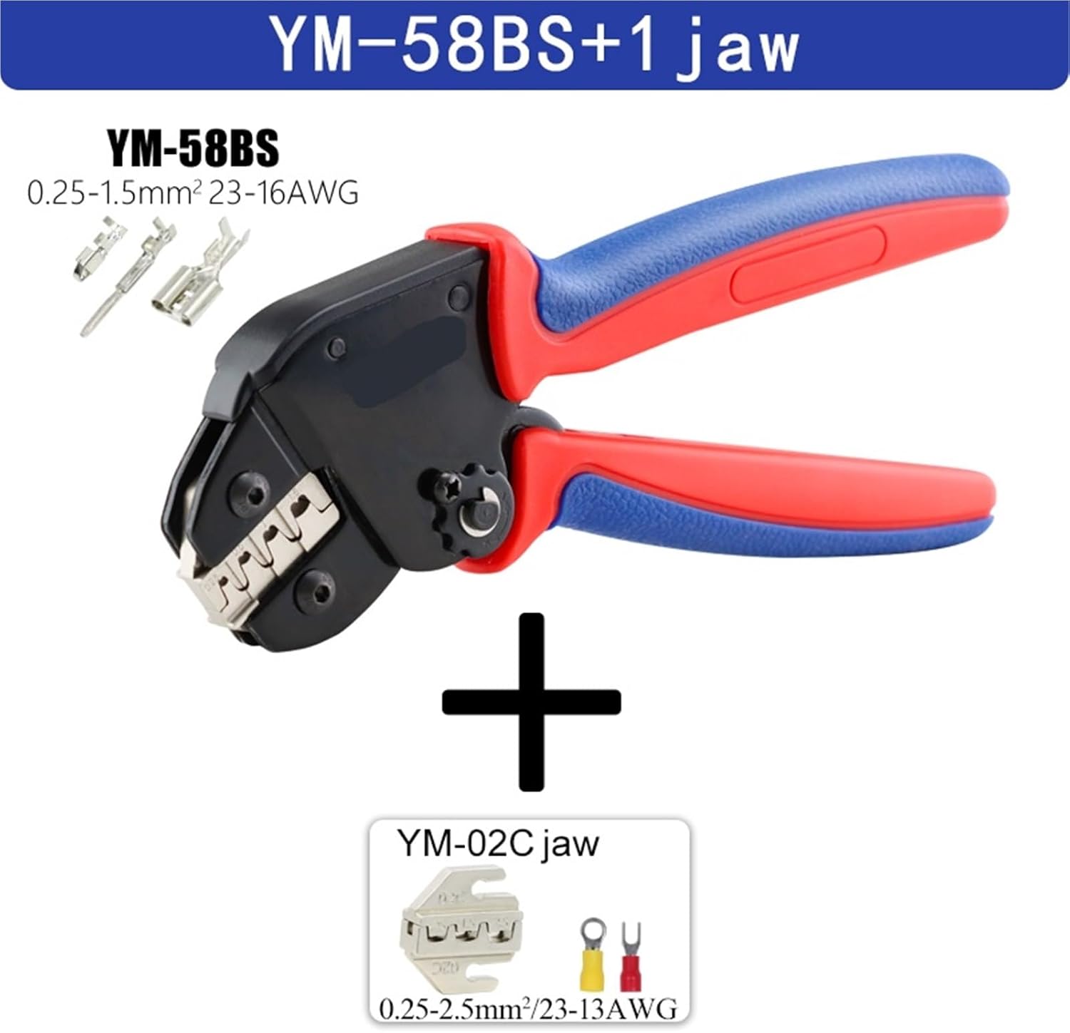 Mini Pliers YM-58BS Tools For XH2.54/2.54/2.8/4.8/6.3/Non-Insulated/Ferrule Tube Terminals Ratchet Wire Crimping Sets(YM-58BS 1JAW)