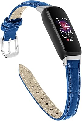 Band Compatible with Fitbit Inspire 3 Bands Replacement Genuine Leather Wristband Quick Release Straps Watch Bands for Fitbit Inspire 3 Smartwatch Accessories (Blue)