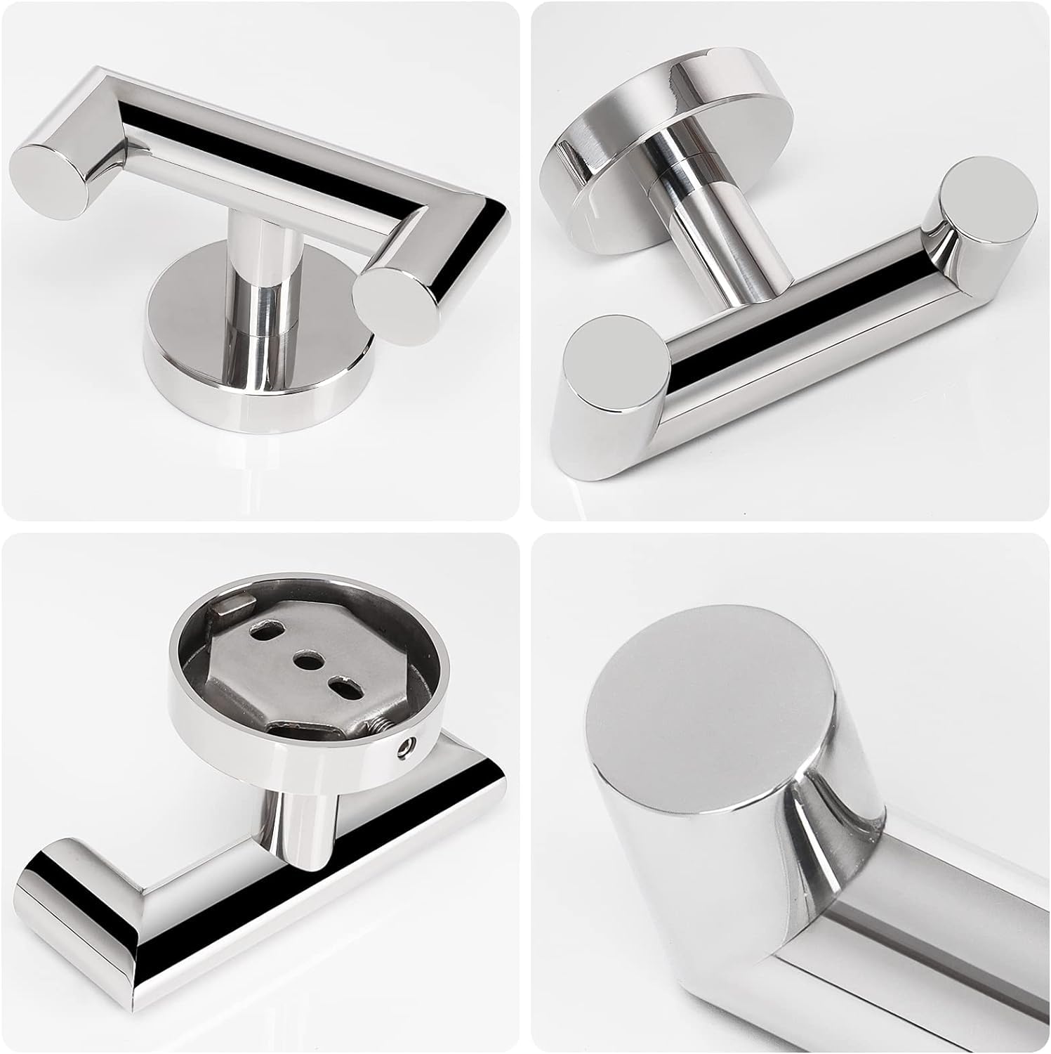 YUET 2 Piezas Ganchos para Pared, Acero Inoxidable, Colgador Toallas, Colgador para Baño Cocina Albornoz Trapos, Toalleros de Gancho de Baño con Tornillo, Montaje en Pared (Plata Pulida)