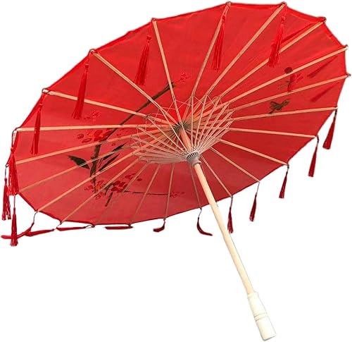 Vista 2 de Colaxi Sombrilla tradicional retro impermeable, plegable, exquisita seda artesanal, paraguas de papel aceitado para ballet baile, pintura