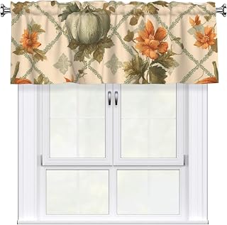 Fall Leaves Turkey Valances for Windows Autumn Pumpkin Window Treatment Valance Blackout Short Kitchen Curtains for Bathroom Bedroom Living Room Decor 54x18 Inch