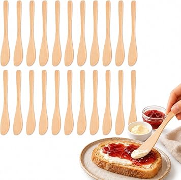 Gadpiparty 20pcs Spreaders, Butter Knife Spreader, Wooden Dumpling Filling Spoon Multipurpose Wonton Stuffing Spoon Cream Cheese for Kitchen Baking 6.5 Inch