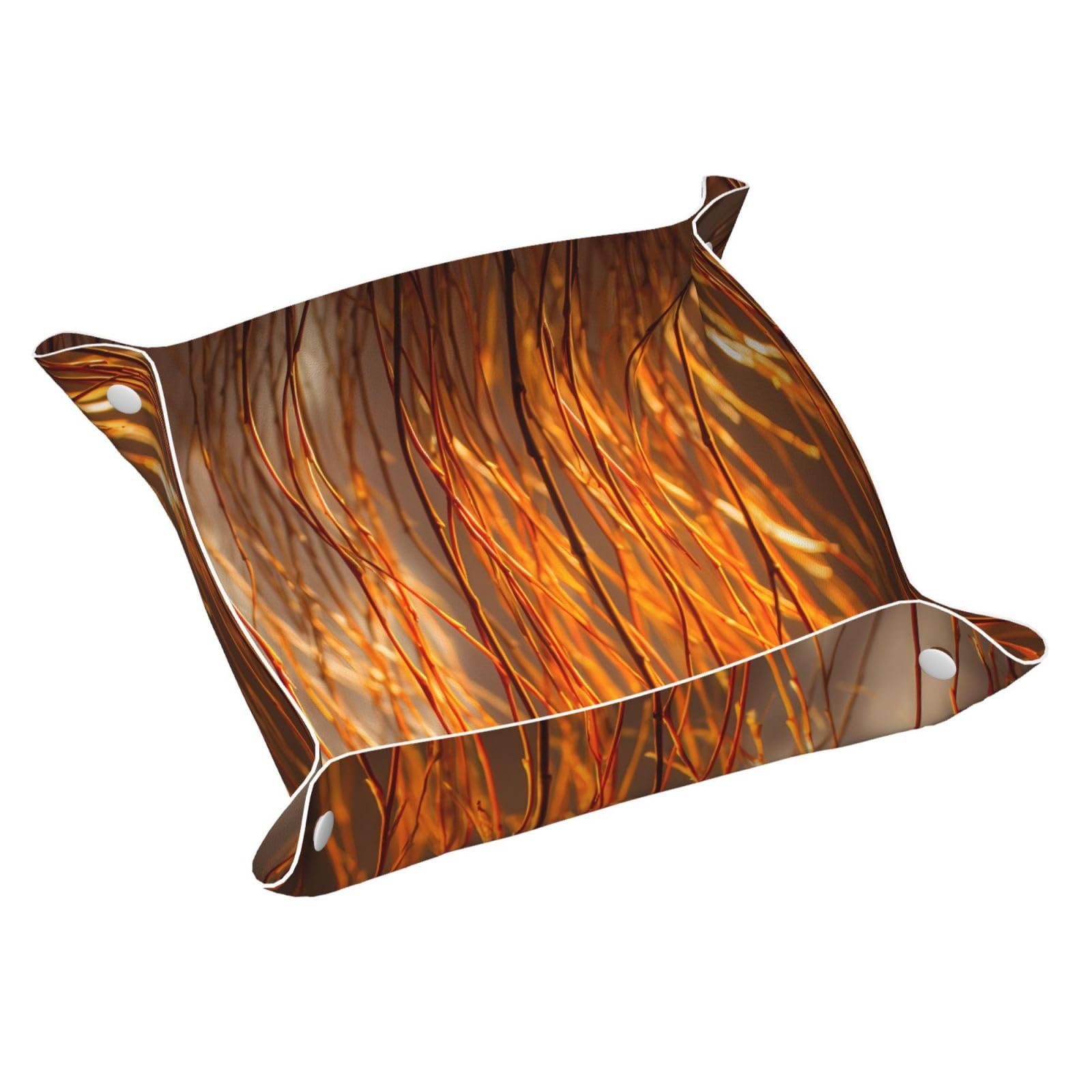 Willow Branches in The Sun Prints Leather Storage Tray Medium Quality PVC Double-Sided Leather Tray for Convenient Storage and Organization