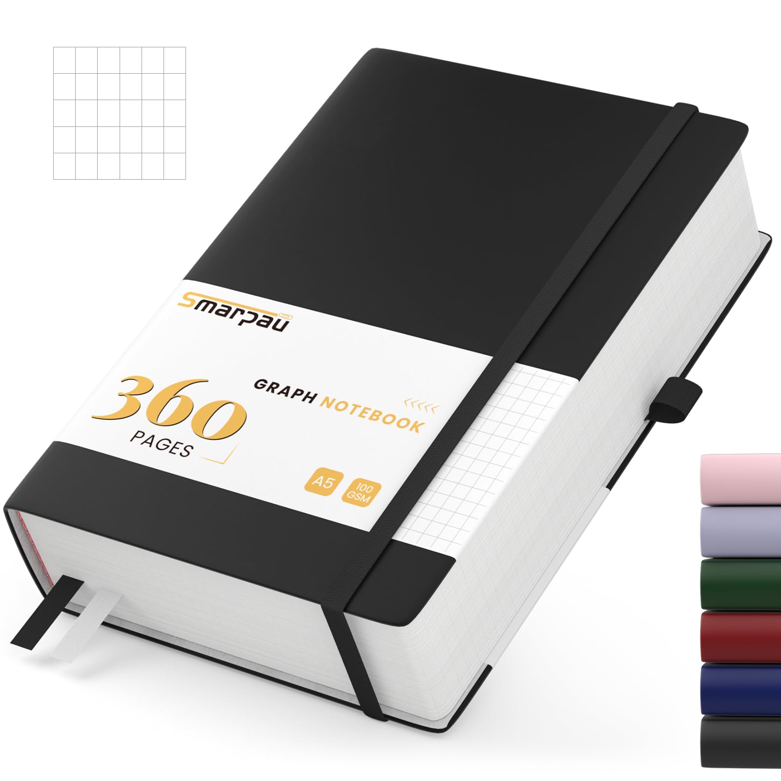 Smarpau Carnet A5, Carnet à Spirale à Couverture Rigide Avec