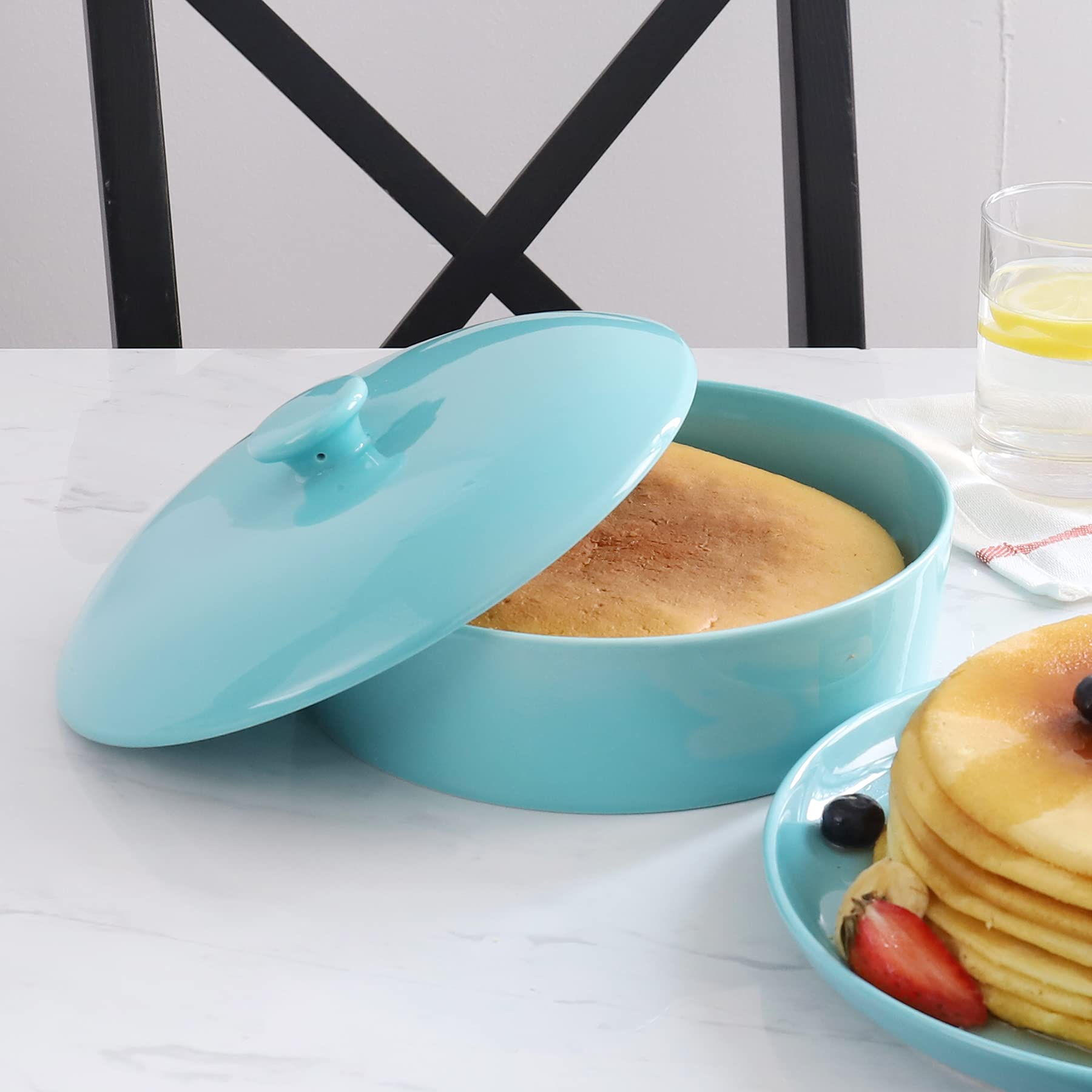 Sweese 740.102 Tortilla-Wärmer aus Porzellan, für bis zu 12 Tortillas, Keramik-Tortilla-Servierer, weißer Tortilla-Halter mit Deckel, mexikanische Fiesta Party, mikrowellen- und ofenfest