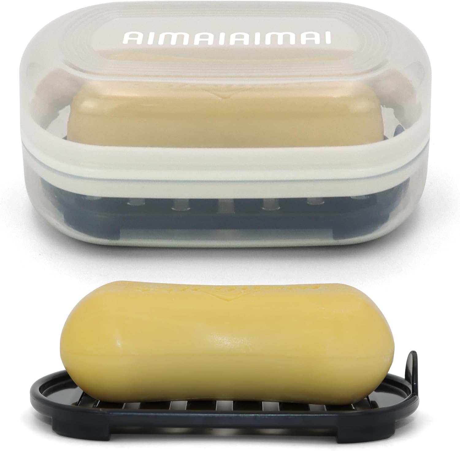 AIMAIAIMAI Shampoo Bar Holder, Large Soap Case with Drainage Tray, Blue