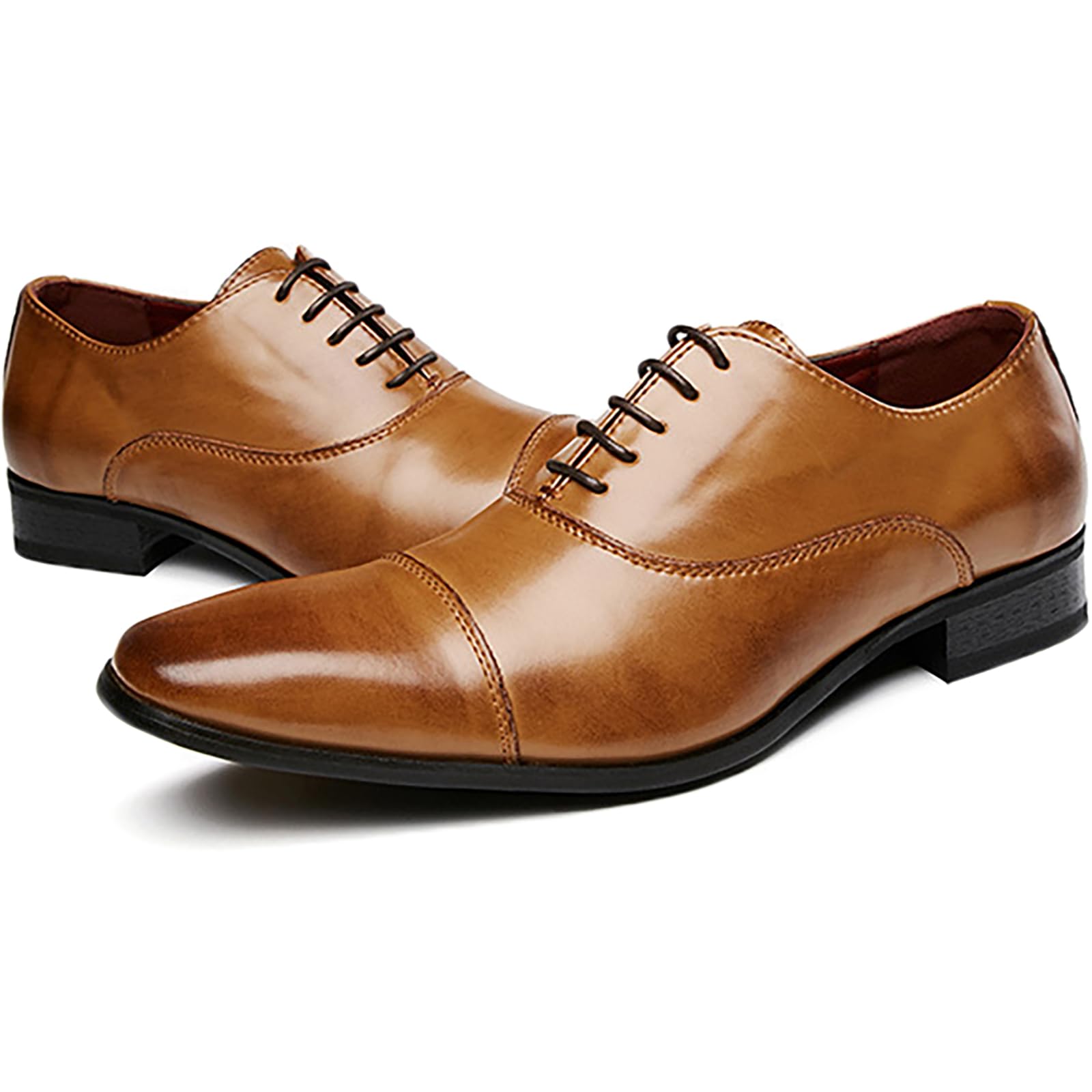 Scarpe Eleganti da Uomo Classiche Derby Formali in Pelle PU Oxford Classiche da Uomo, comode Stringate per Il Matrimonio, Lo Sposo, Il Ballo di fine Anno, L'Ufficio e Il Lavoro,Marrone,42