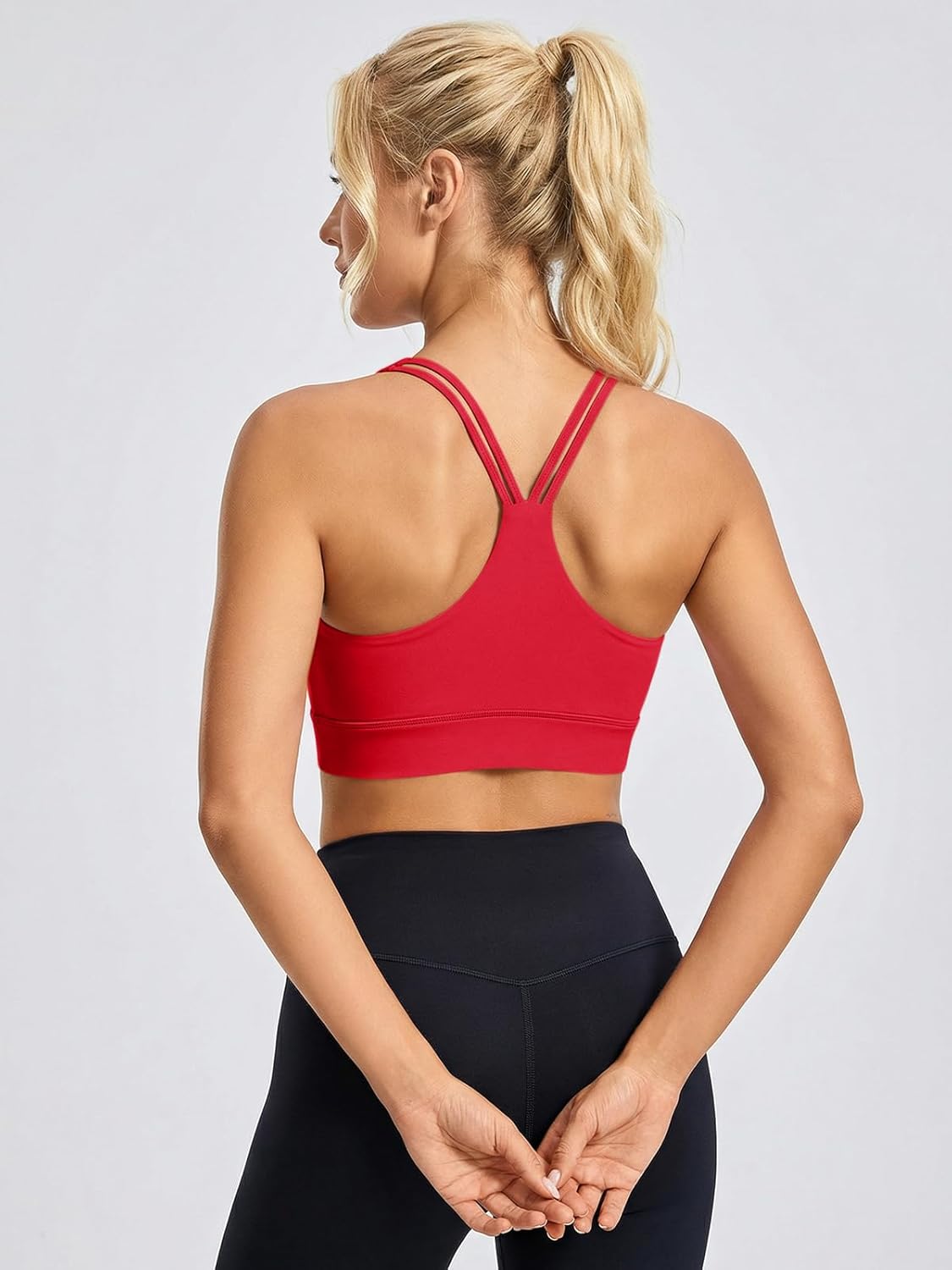 Aoysky Y Back Sports Bras for Women Padded Racerback Yoga Sports Bra Ruched Light Impact Buttery Soft Gym Workout Tank Tops