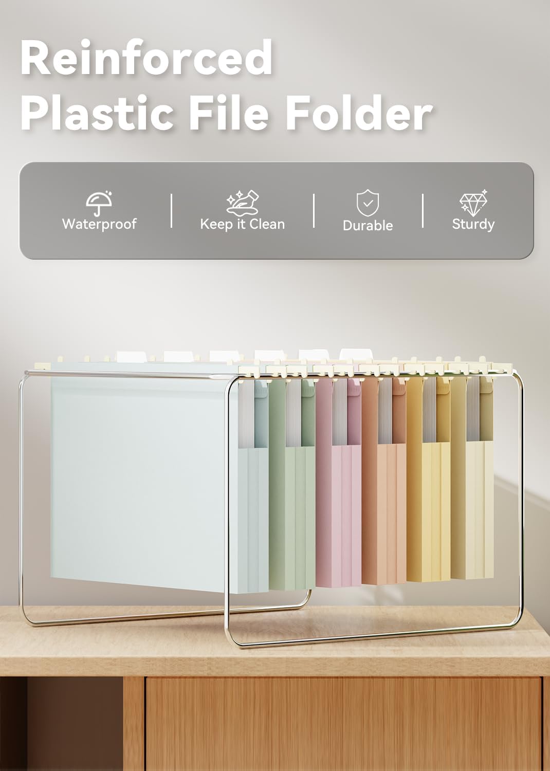 Ansook Hanging File Folders Letter Size Extra Capacity,Heavy Duty 1" Expandable Letter File Folders Hanging with Tabs,12 Pack Plastic File Cabinet Folders for File Frame/Box,Hanging File Organizer