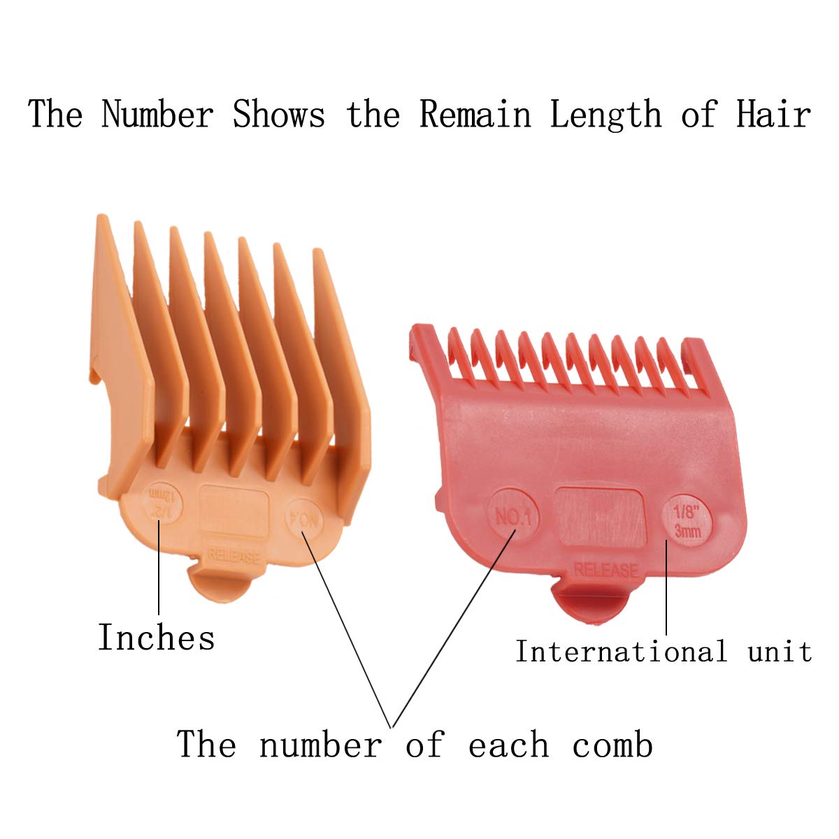 BESTBOMG Professional 8 Color Hair Clipper Guide Combs Clipper Guard Combs Attachment #3170-400- 1/8” to 1 -Great Fits for Professional Most Hair Clippers Beard Trimmer