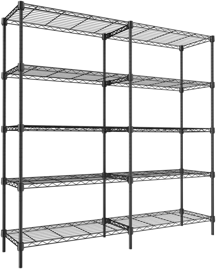 GarveeHome 5 Tier Wire Shelving Garage Shelving Heavy Duty Adjustable Garage Shelves, Storage Rack for Storage Warehouse Pantry Closet, Basement Pantry Utility Storage Shelves, 59" W X59 H X 13.8" D