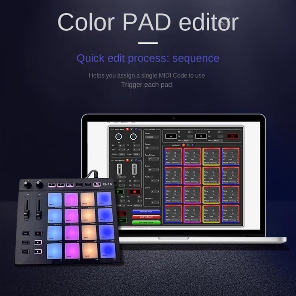 B16 MIDI Keyboard Percussion Pad – para producción musical, controlador de DJ, organizador, fácil de usar y duradero