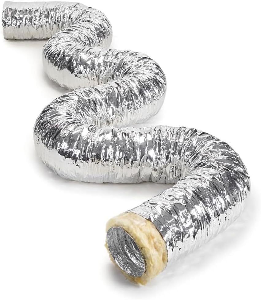 Tubo flexible aislado para Aire Acondicionado y climatización 10 Metros y 305mm Diámetro, aluminio, poliéster y fibra de vidrio para HVAC