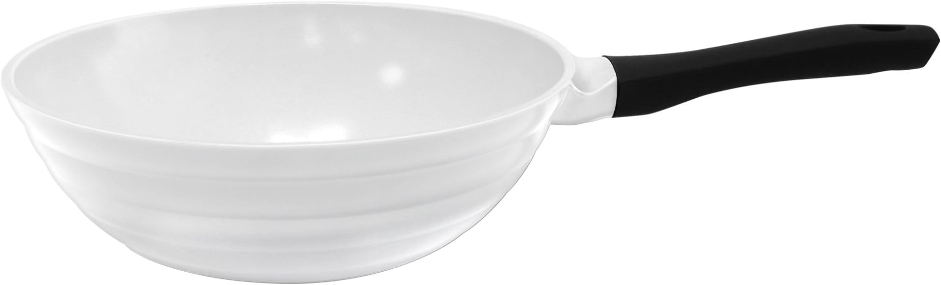 CeraStone Ceracast Ceramic Non Stick Wave Wok, 11-Inch, White