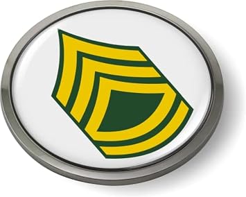 BestLicensePlateFrames - U.S. Army Rank Insignia Enlisted Soldiers 3D Domed CAR Emblem Badge Sticker Chrome Metal Bezel - Sergeant First Class E-7 SFC - Official U.S. Army Licensed Product