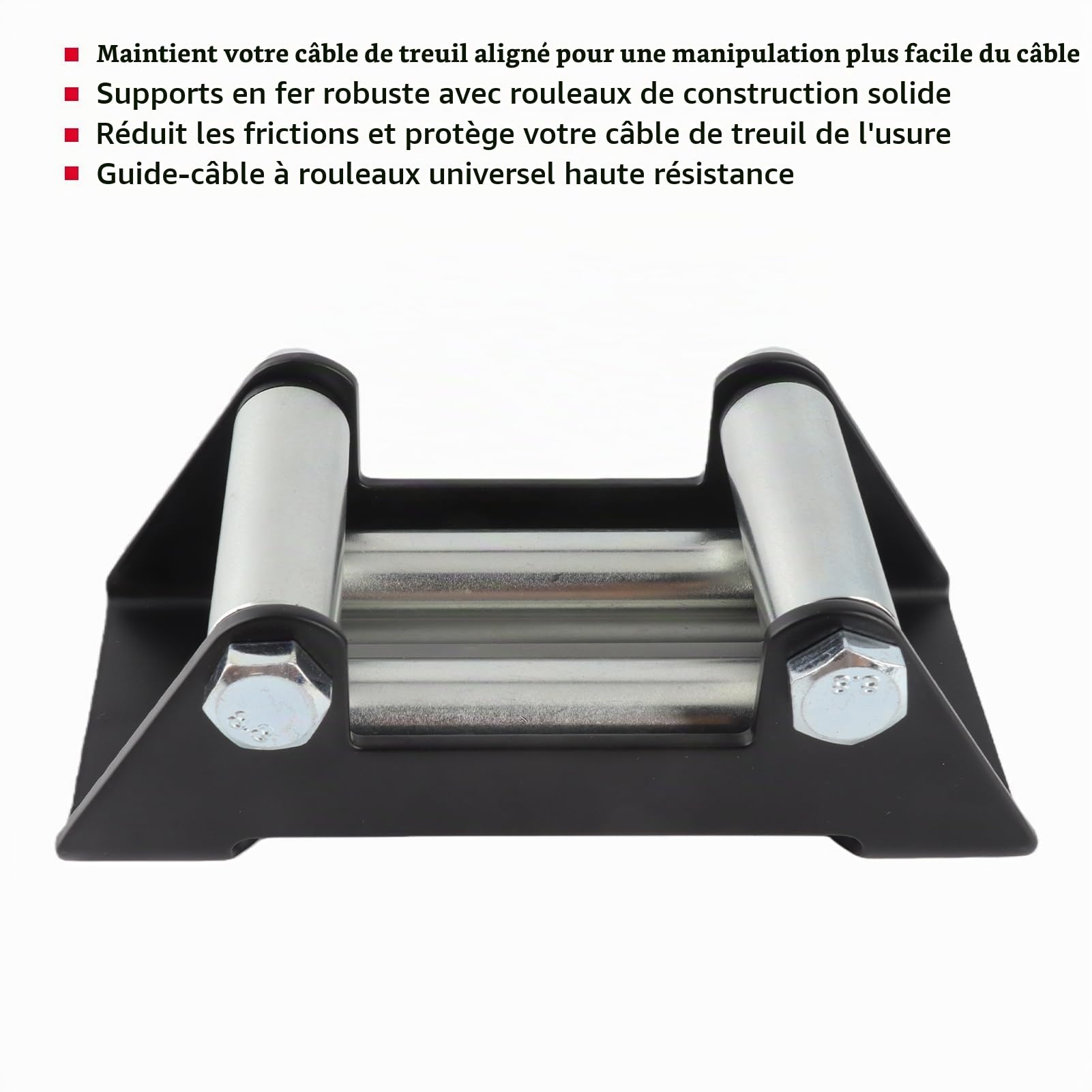 Guide-câble à rouleaux pour treuil côte à côte, robuste, entraxe universel de 125 mm