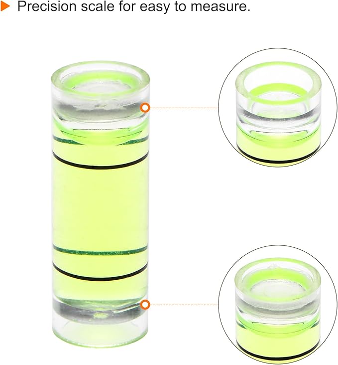 HARFINGTON 10pcs Nivel de Burbuja Cilíndrico 9x25mm Mini miniatura 5