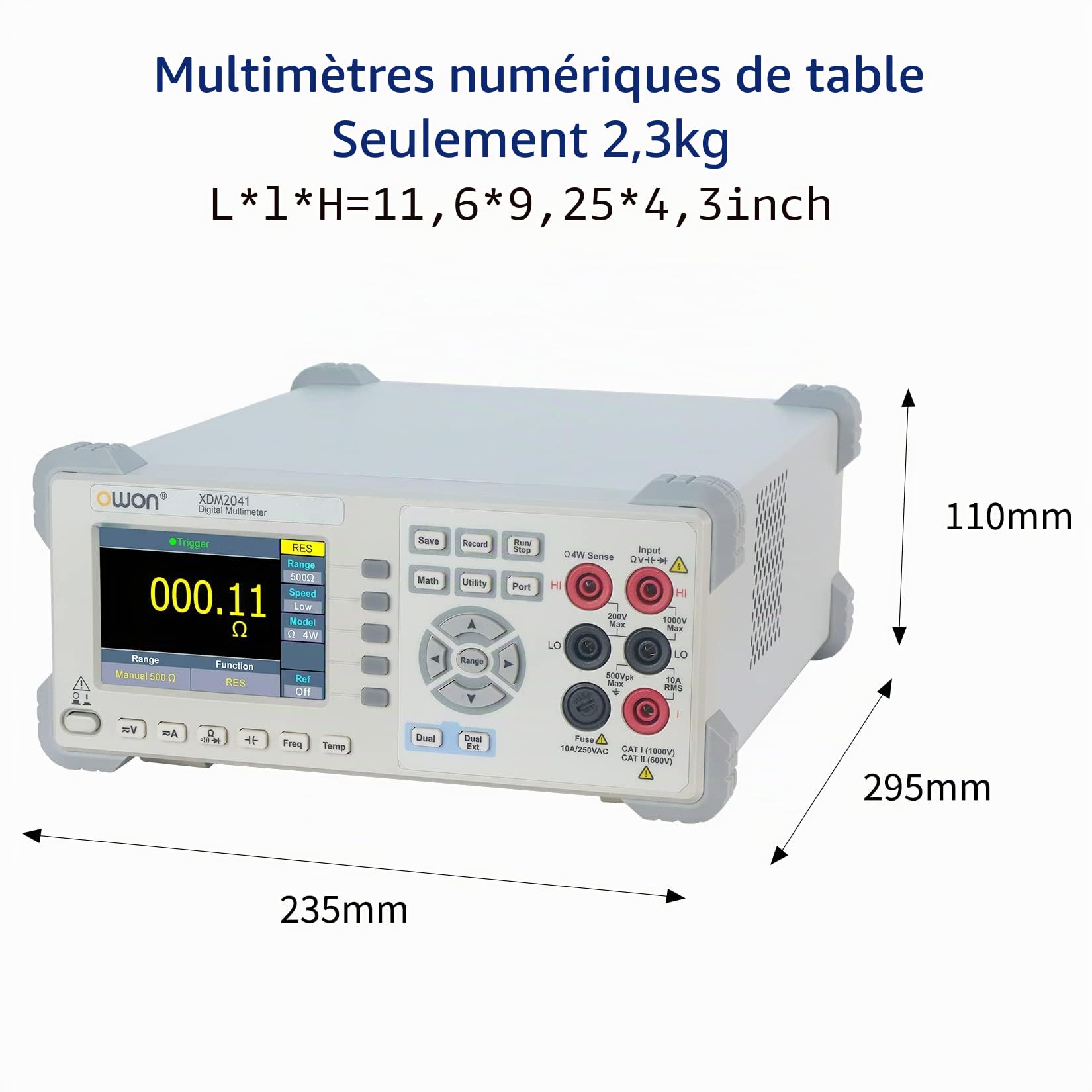 OWON XDM2041 Multimètre de banc avec multi-testeur numérique ultra-léger 3,7 pouces 55 000 points True RMS pour laboratoires, usines