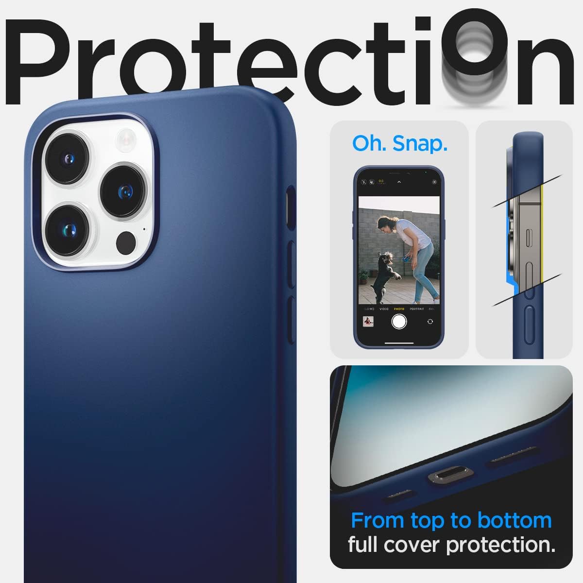 Spigen Silicone Fit (MagFit) Compatible with MagSafe Designed for iPhone 14 Pro Case (2022) - Navy Blue