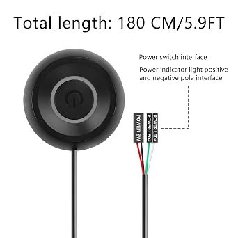 SinLoon PC Power Switch, Desktop Computer External Remote Start, Motherboard Button, Extension Cable with LED Light (Black)