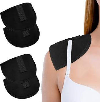 2 Pairs No-Sewing Shoulder Pads Self Adhesive Sponge Shoulder Pads Non Slip Shoulder Protectors Soft Covered Sewing Foam Pads for Blazer Clothes Black