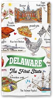 Delaware Kitchen Towel - State Symbols - Tea and Dish Towel - Gift for Mom - Gift for Delaware Lovers - Travel Souvenir - Housewarming Present - Kitchen Decor