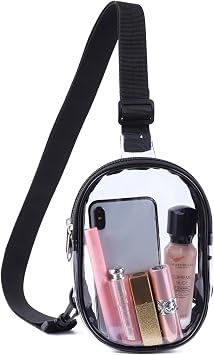Clear Sling Bag, Stadium Approved Fanny Pack, Crossbody Purse for Women - Heavy Duty Transparent Chest Bag With Adjustable Strap