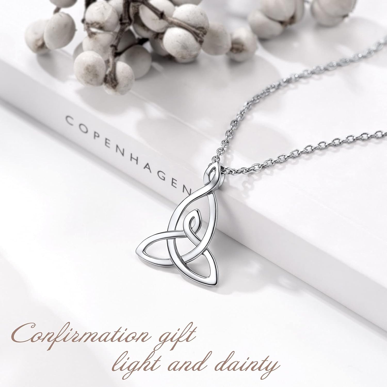 PROSILVER Celtic Jewelry For Women, Irishs, 925 Sterling Silver Love Knot Good Luck Necklace, 18-20 Inch Adjustable, Come with Box