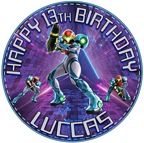 Cakecery Metroid Dread Edible Cake Topper Image Personalized Birthday Sheet Party Decoration Round