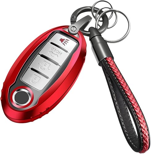 Miniatura 8 de Lcyam Funda para llavero con cordón para Nissan Rogue Altima Maxima Sentra X Trail Patrol Murano Pathfinder Serena Kicks Armada Versa Accessories