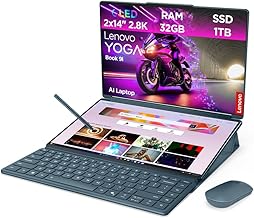 Lenovo Yoga Book 9i AI Laptop | 2X 14 2.8K WQXGA OLED Touch Display | Intel Core Ultra 9 285H | 32GB RAM | 1TB SSD | Intel Arc Grafik | Windows 11 | QWERTZ | Tidal Teal| 3 Jahre Premium Care