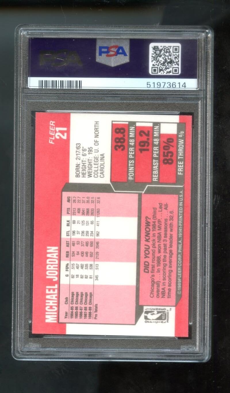 Michael Jordan PSA GRADED 9 (Basketball Card) 1989-90 Fleer - [Base] #21