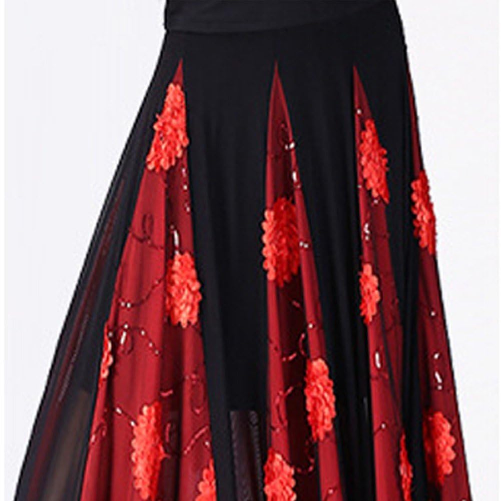Jupe De Danse Sociale Grande Jupe Pivotante Jupe De Danse Moderne pour Les Femmes Danse Performance Compétition Pratique Costume