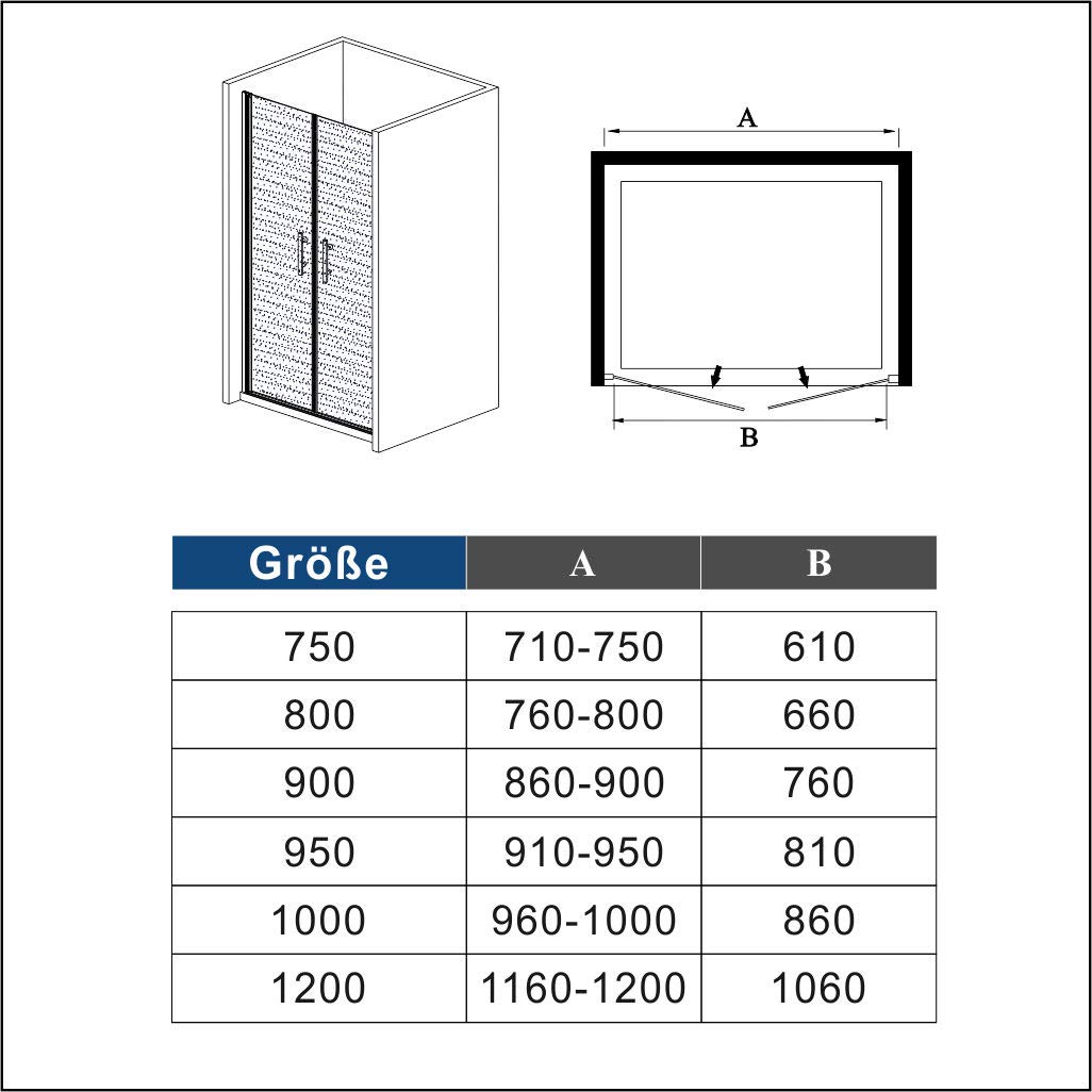 AICA Porte de douche 80x185cm porte battante verre satiné et anticalcaire porte battante en niche