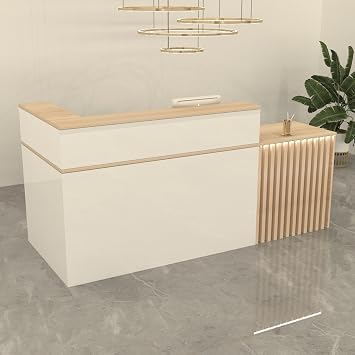Modern Reception Desk with Counter,Front Counter Desk with Lockable Drawer & Door Cabinet,Open Front Desk Reception Counter,for Salon Reception Room Office Boutique Lobby Checkout Counter