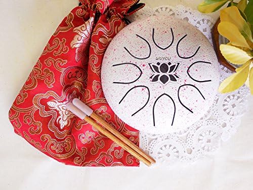 WuYou 7" Steel Tongue Drum Chakra Drum Handpan Drum Lotus, Beautiful Melody Healing Meditation C tone