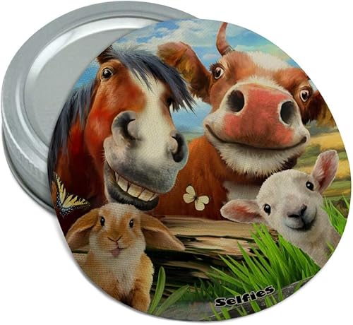 Funny Farm Selfie Vaca Caballo Conejo Oveja Redondo Goma Antideslizante Tarro Abridor Tapa