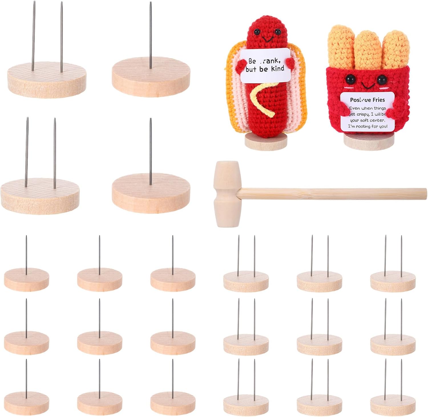 24 Pcs Crochet Doll Stand,Wooden Doll Stands for Positive Crochet Animals,Single and Dual Needle Knitted Display Dolls Animals Stand Wooden Stands Base for Action Figure Dolls Base Support