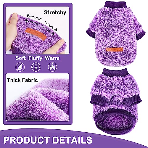 Fluffy Dog Sweater Winter Puppy Clothes For Small Dogs Girl Boy Chihuahua Yorkies Bulldog Pet Outfits Female Male Outfits Clothing Apparel,Medium,Purple #TOP2