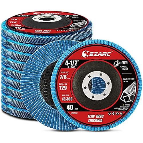 EZARC Zirconia Flap Discs 40 Grit, 4-1/2 x 7/8-Inch, Type 29, 10-Pack