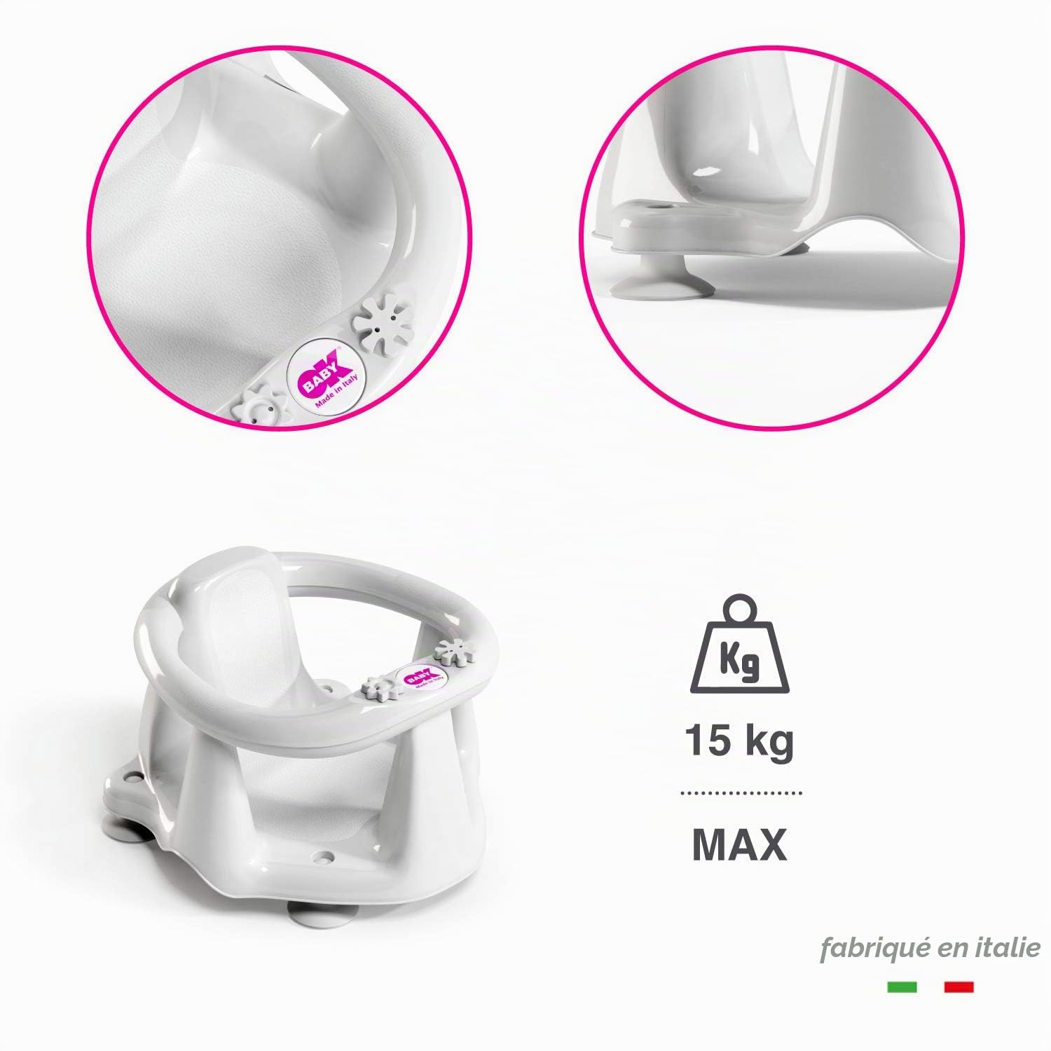 OKBABY Flipper Evolution - Anneau de Bain, Assise en Gomme Antidérapante pour Nouveau-né 6-15 Mois (13 kg) - Taupe