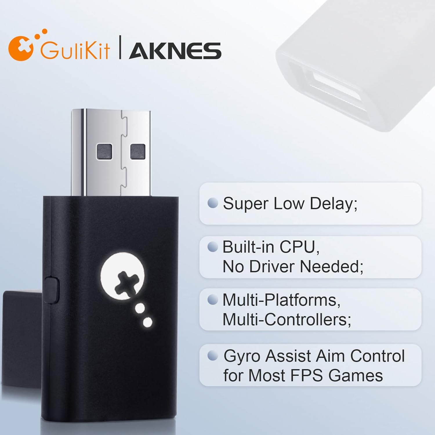 AKNES Bluetooth Controller Adapter,Gulikit Wireless Controller Adapter for Xbox Series X|S/Xbox One Controller(Bluetooth Ver.)/PS4/Switch Pro Controller Play on Xbox One/Series X|S/PS4/Switch/PC/iOS